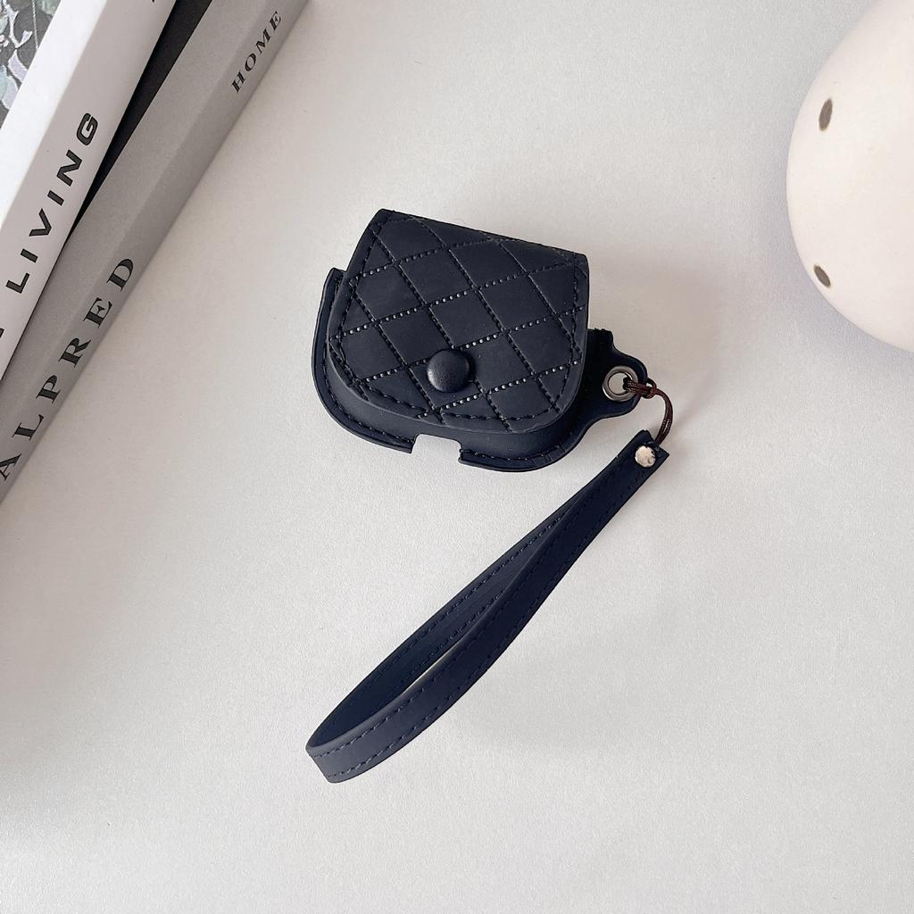 New AirPods Earphone Case Skin-sensitive Leather Apple Bluetooth Machine Anti-drop Earphone Case Hand Rope Embossed Plaid