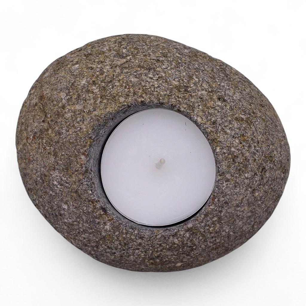 Natural River Stone Tealight Candle Holder
