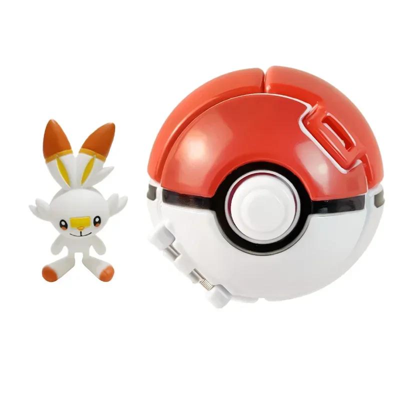 Pokemon Model with Ball Poke Pokeball Mew Groudon Solgaleo Mewtwo Pikachu Meowth Charizard Kyogre Fennekin Froakie Chespin Toy