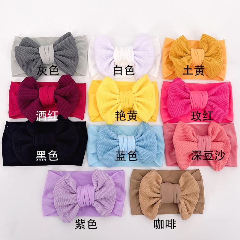 

Новая милая детская повязка на голову из нейлона с бантом, детская однотонная повязка на голову, модный бэби-тюрбан