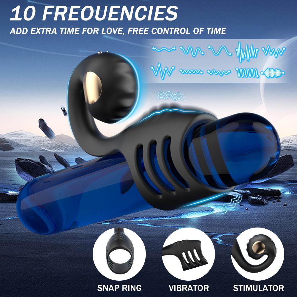 Powerful Penis Ring Vibrator Male Remote Control Dual-motor Delay Ejaculation Enlargement G-Spot Stimulation Sex Toy For Couple