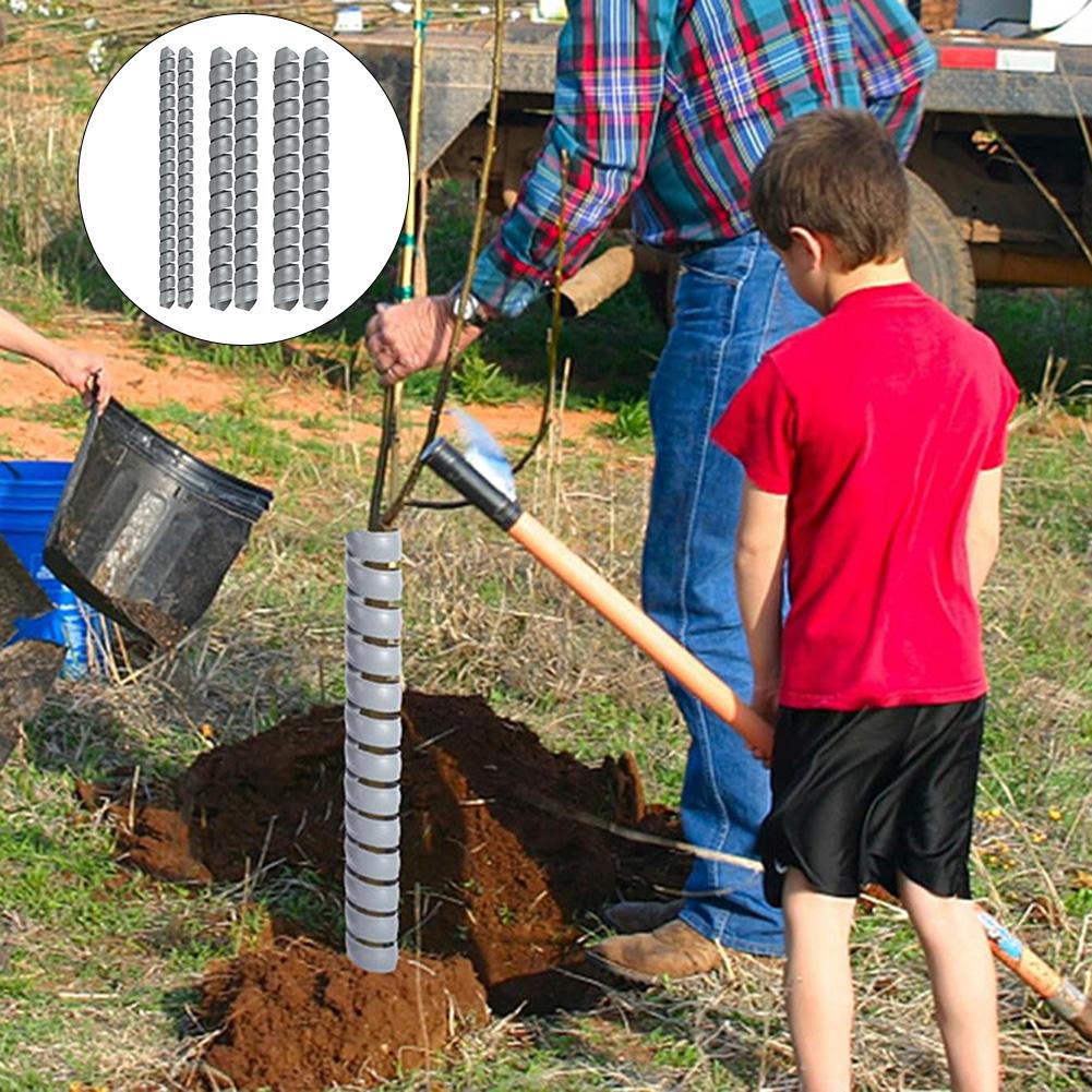 6 Pieces Adjustable Plastic Tree Trunk Guards Spiral Protectors for Saplings 16 Inch Waterproof and Reusable Wraps