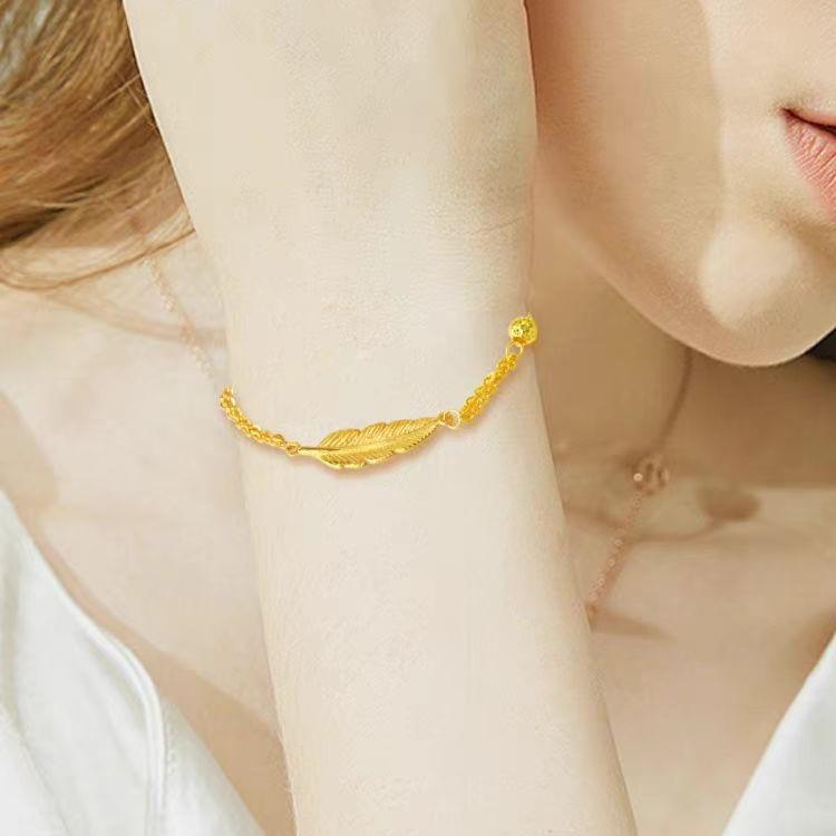 Golden Feather Fashionable Light Luxury Feather Bracelet - Simple Hand Jewelry