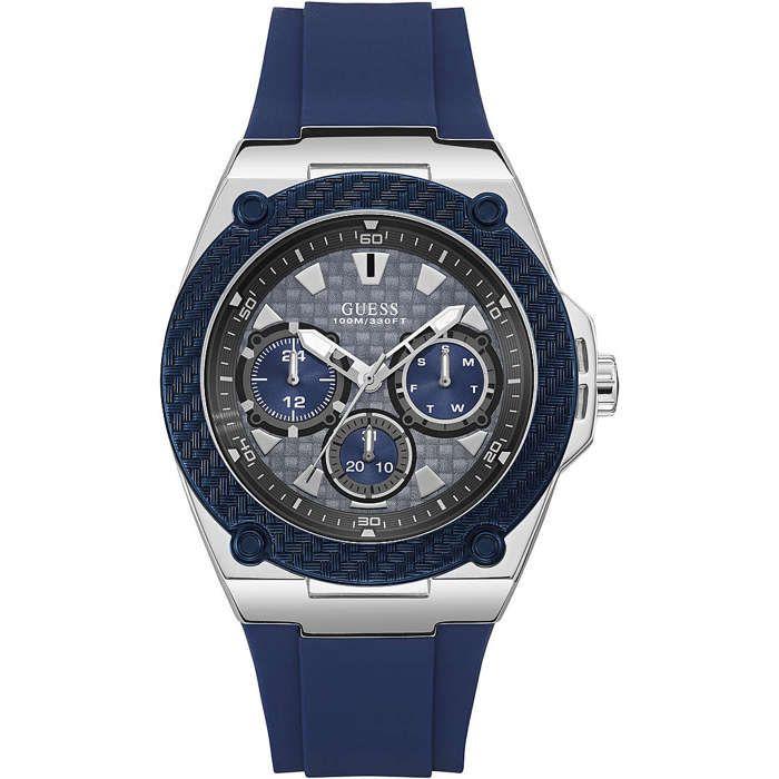 Montre - Guess - W1049G1 - Silicone bleu - Dateur - 45 mm