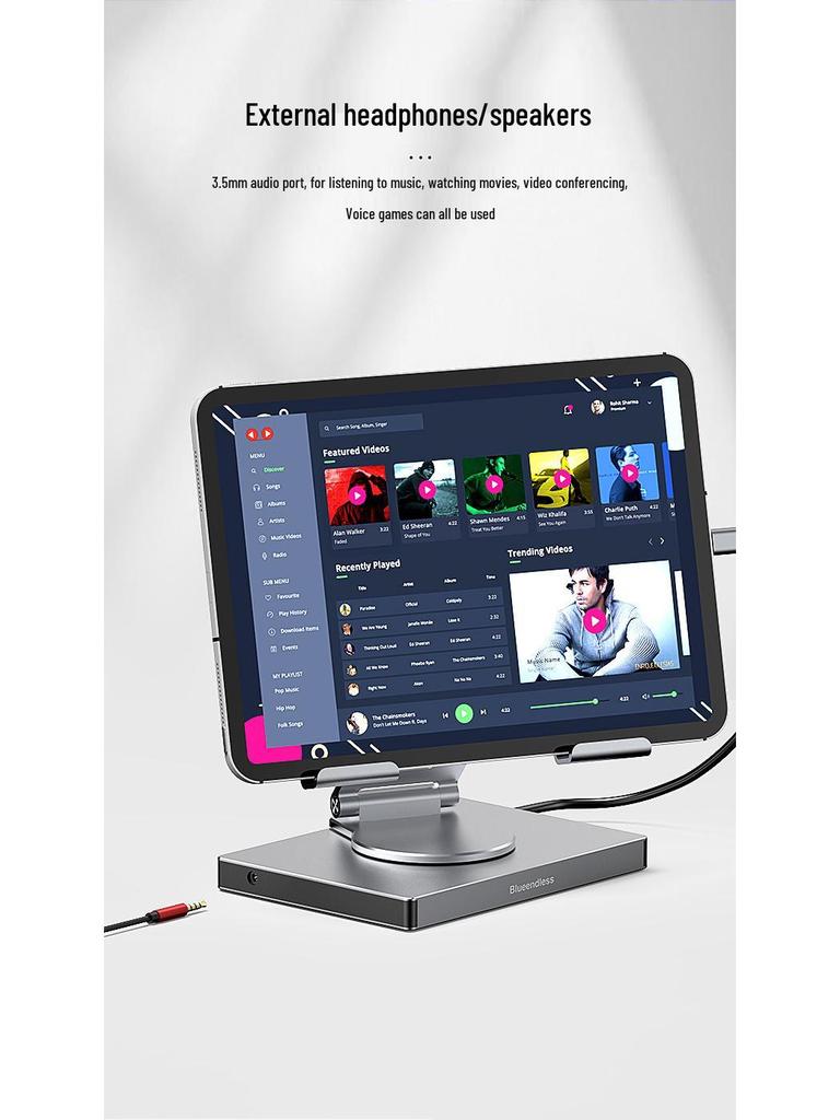 4K60Hz USB-C Docking Station with Gigabit Ethernet, USB 3.2 Splitter, Rotating Mobile/Tablet Bracket Expansion Dock