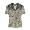 New Summer Women's T-Shirt Elegant Lace Patchwork Hot Diamonds Tops Shirts Fashion Short Sleeved V-Neck Slim Mesh Tees