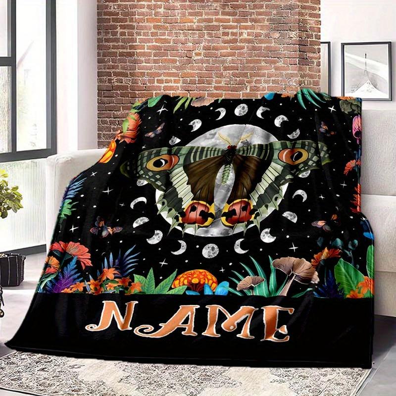Butterfly And The Sun And Moon Customize Your Name Blanket Used For Chair Office Sofa Bed Camping Soft And Warm Giving Friends And Relatives Birthday