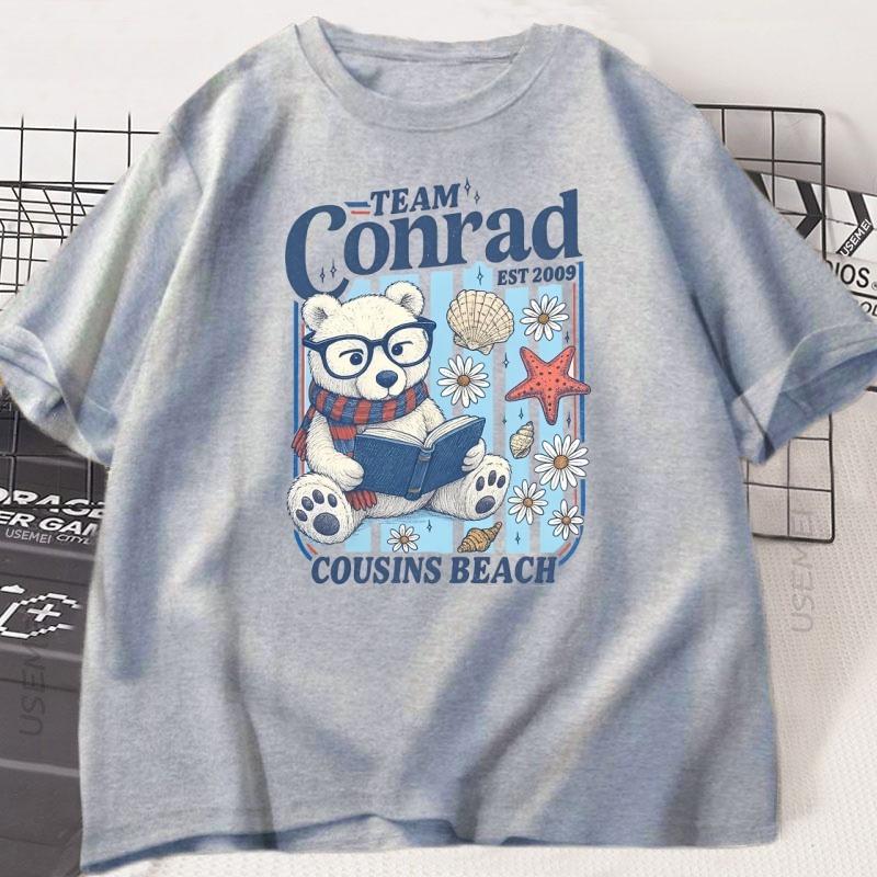 Team Conrad Junior Mint Bär T-Shirt Sommer Strand T-Shirt Herren Damen Locker Baumwolle Kurzarm T-Shirt Rundhals T-Shirt Atmungsaktiv