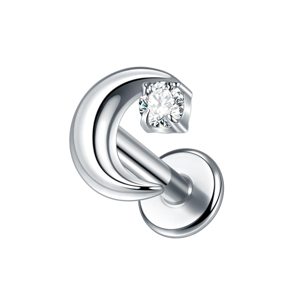 1Pc G23 Titanium Cz Crystal Ear Cartilage Tragus Helix Daith Piercing Internal Thread Lip Stud Labret Piercing Body Jewelry 16G