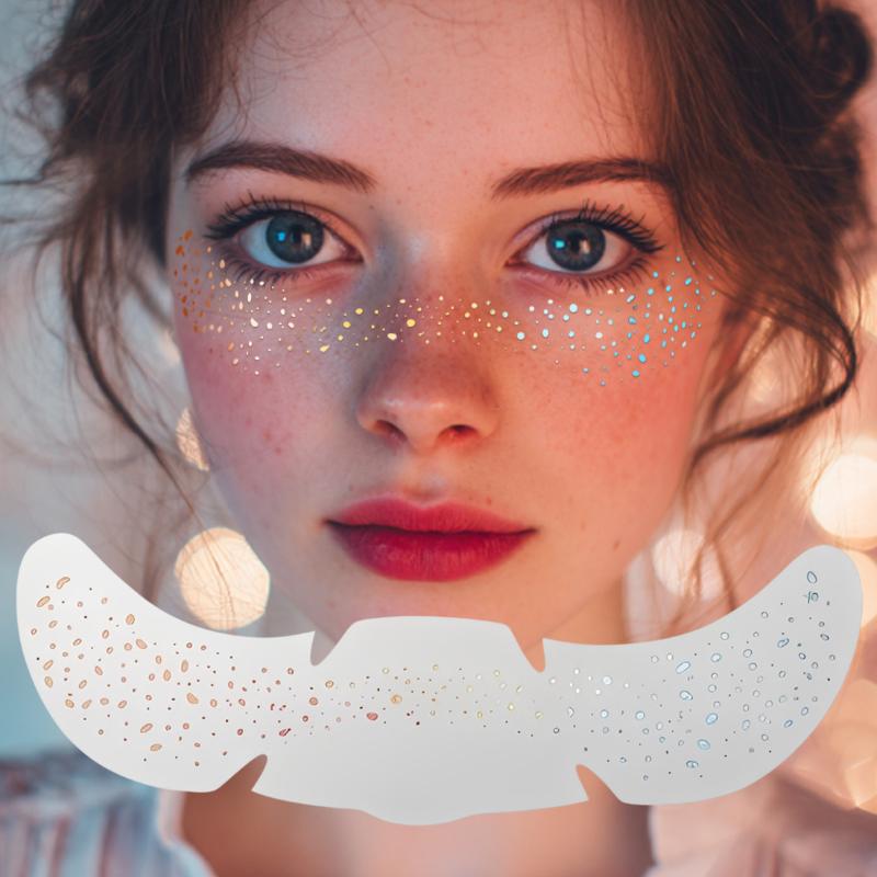 1 Sheet Glitter Freckles Holographic Stickers Waterproof Heart Freckle Temporary Tattoo Stickers Face Makeup