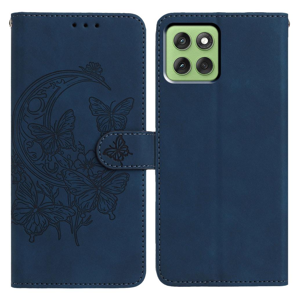 For Motorola Edge 60 5G Case Butterfly Flower Imprinted PU Leather Wallet Stand Phone Cover