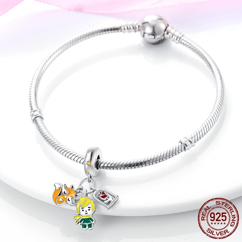 925 Sterling Silver Dinosaur Kočka Psík Psík Žába Ptáček Korálky Ladybug Charm Fit Originální přívěsky Stříbrný náramek 925 Výroba šperků