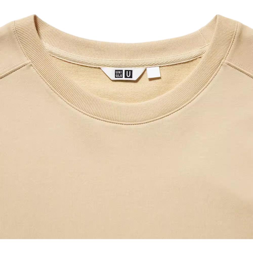 Uniqlo U Series SS23 Solid Color Crew Neck Pullover Long Sleeve Sweatshirt Men sweatshirt Cream 456971-40