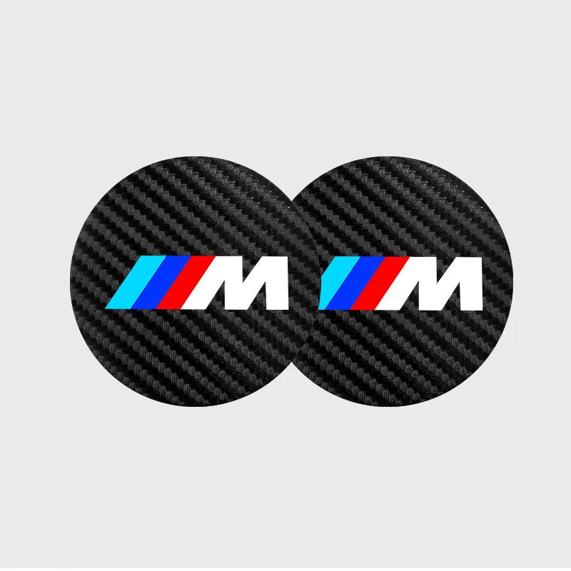 For BMW M 50th Anniversary 3 5 7 series E83 F16 E70 X1 X2 X3 X5 X6 Car Carbon Fibre Water Cup Pad Holder Anti-slip Coasters Mat jbvr38