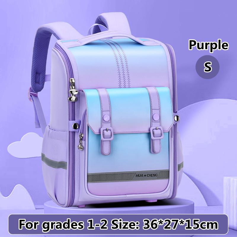 Neue Design-Gradienten-Schultasche für Grundschüler, männliche und weibliche Kinder, Rucksack der Klassen 1–6, leicht, verschleißfest, Kinderrucksäcke