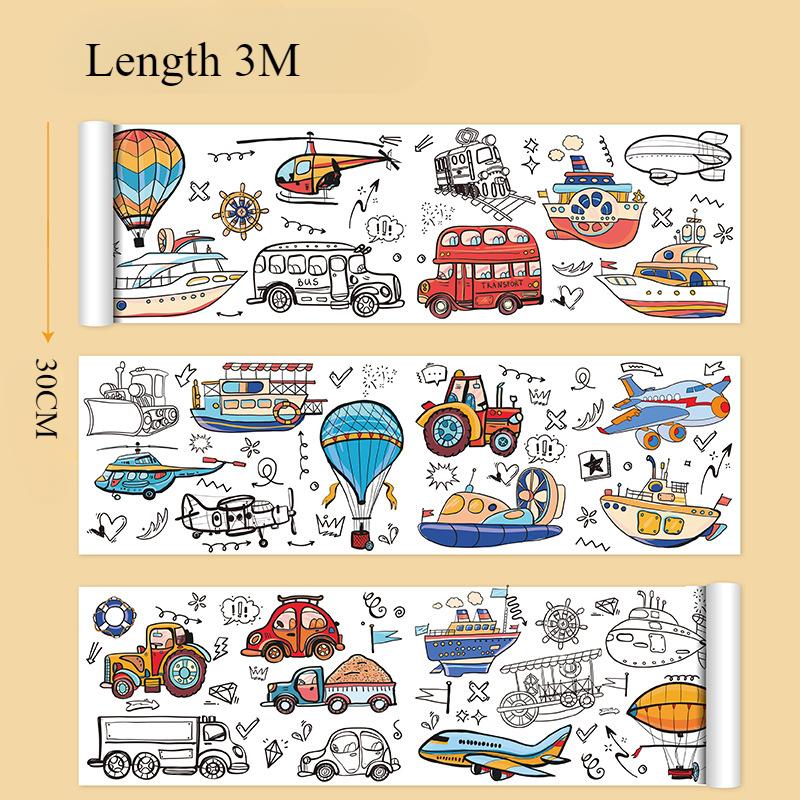 90cm Animal Canvas Children's Drawing Roll DIY Coloring Paper Roll Color Filling Graffiti Paper-cut Painting Educational School