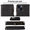 Zipper Pocket Leather Phone Case for iPhone 15,RFID Blocking Wallet Stand Phone Cover