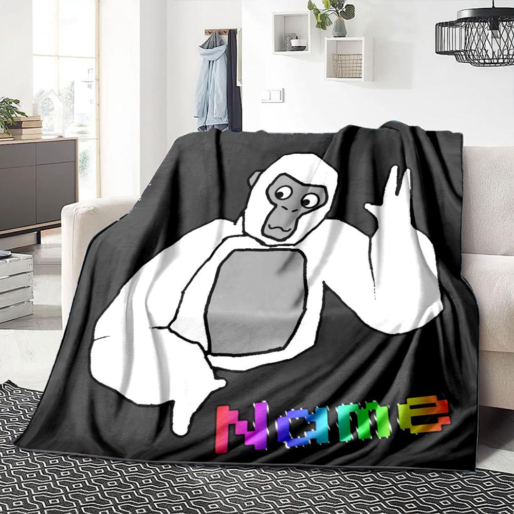 Custom Name Gorilla Party Celebration Party Blanket For Couch Bed Plush Cozy Fuzzy Blanket Super Soft Warm Blankets For Fall And Winter 091696