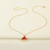 Nidin Cute Colorful Enamel Spotted Mushroom Pendant Cartoon Red/Pink Charm Necklaces For Women Girls Friendship Jewelry Gifts