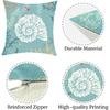 Summer Blue Nautical Throw Pillow Covers 18x18 Inch Set of 4 Ocean Lighthouse Starfish Seashell Cushion Covers Home Decor for Couch Cushion Cases