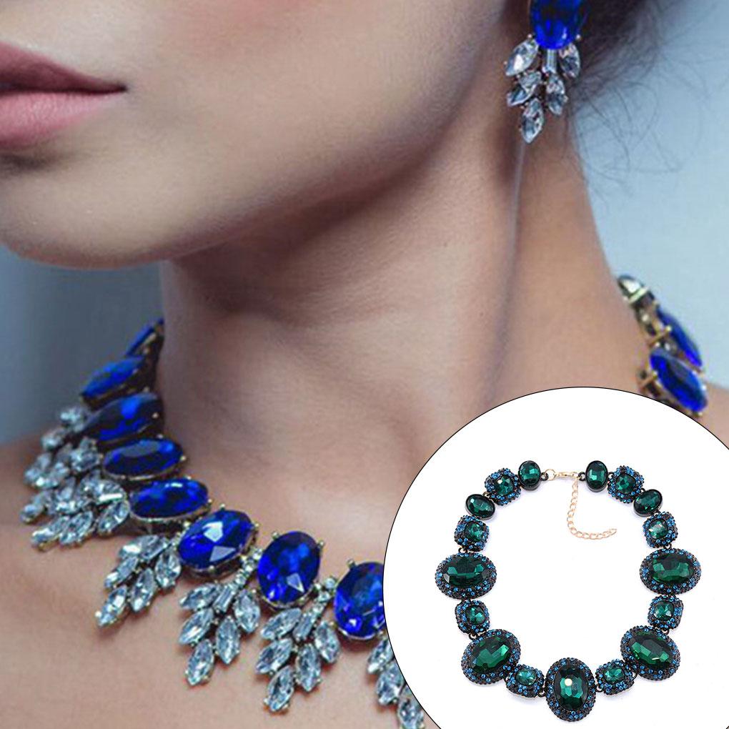 Lady Alloy Rhinestone Necklace Fashion Choker Statement Necklaces Portable Jewelry Ornament Gifts Accessory for Bar