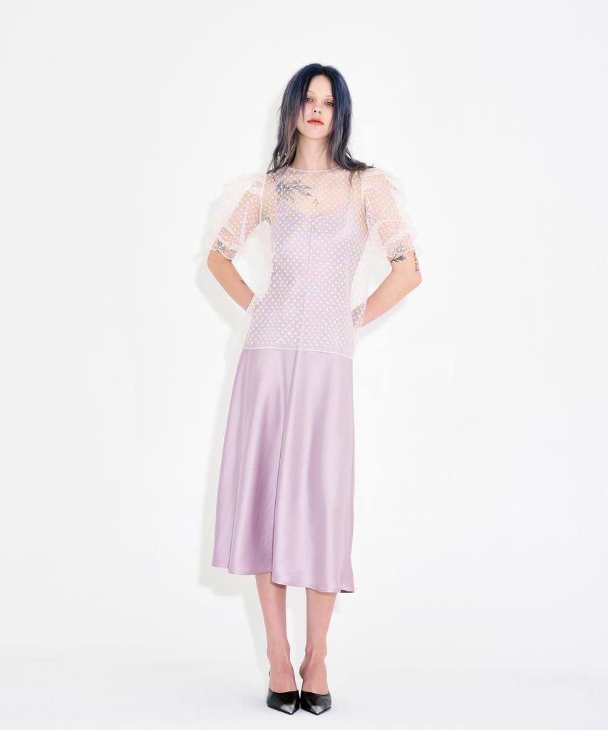 Wordog Bias Cut Acetate Drift Slit Dress Lavender