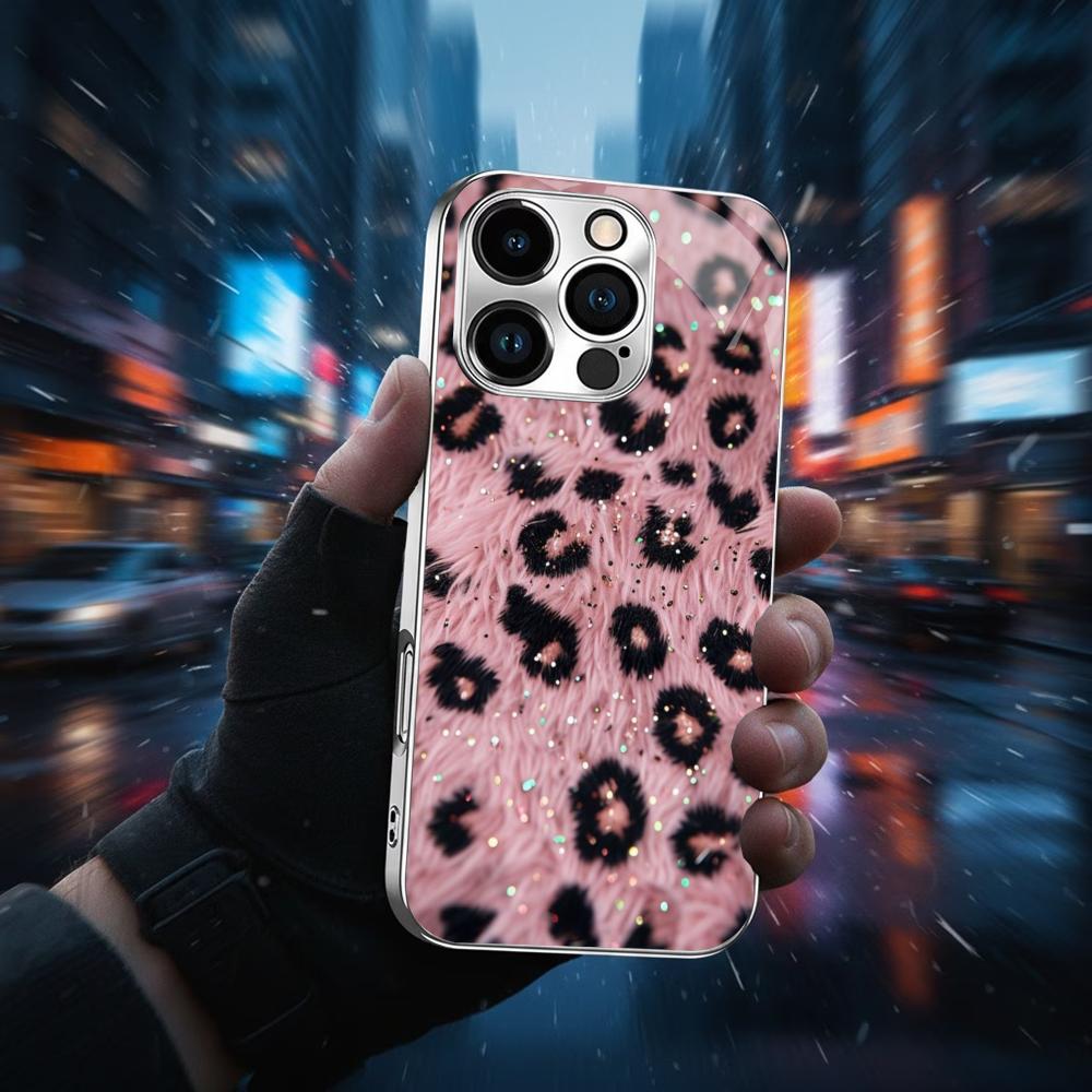 Leopard pattern Exquisite Bestseller Phone Case Electroplated Glass PhoneCase for iPhone 17 16 15 14 13pm Pro Plus tablet case