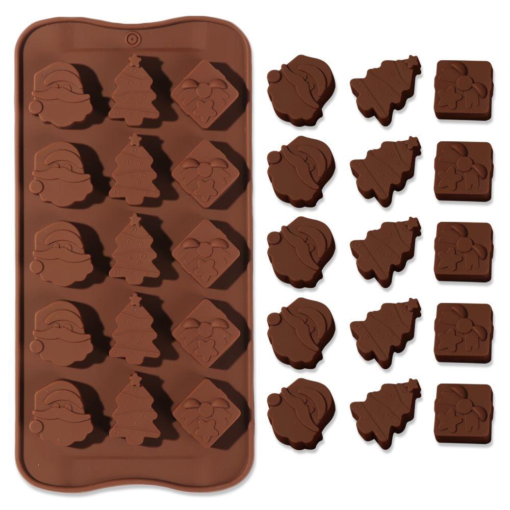 Basteln DIY Geschenkbox Eiswürfelform Weihnachtsmann Baum Silikonform Weihnachten Kuchen Backen Weihnachts-Schokoladenform