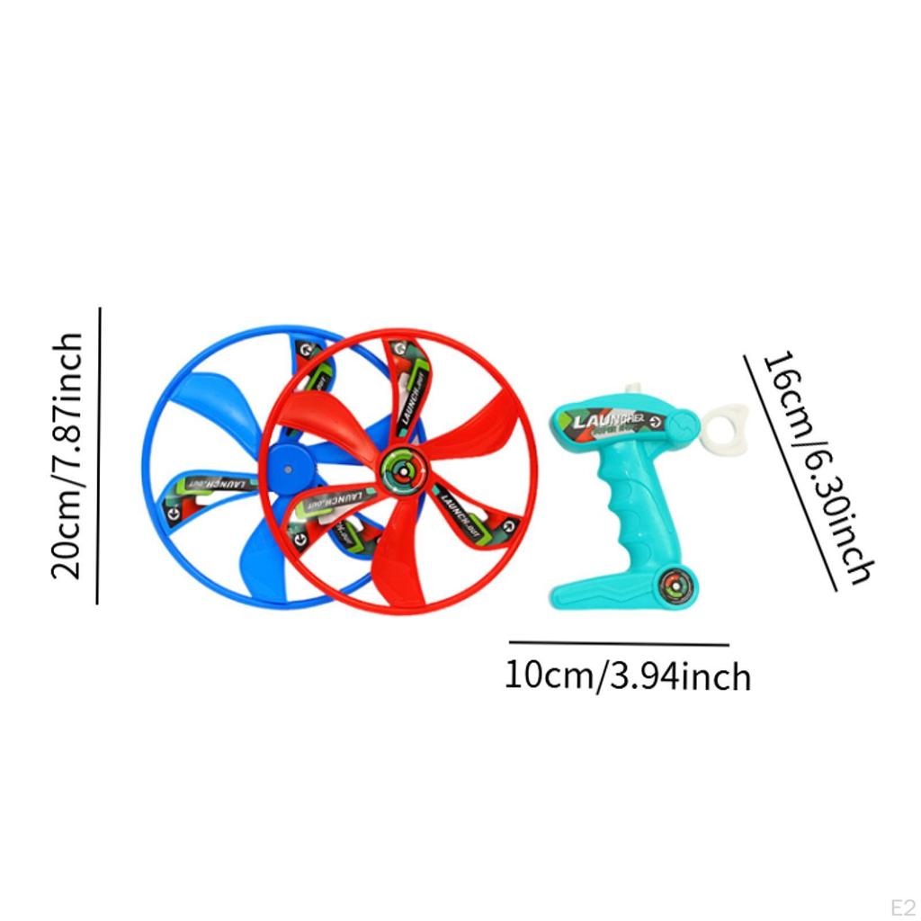 Pull String Flying Disc Toy Funny with 1 Launcher and 2 Discs Hand Eye Coordination Outdoor