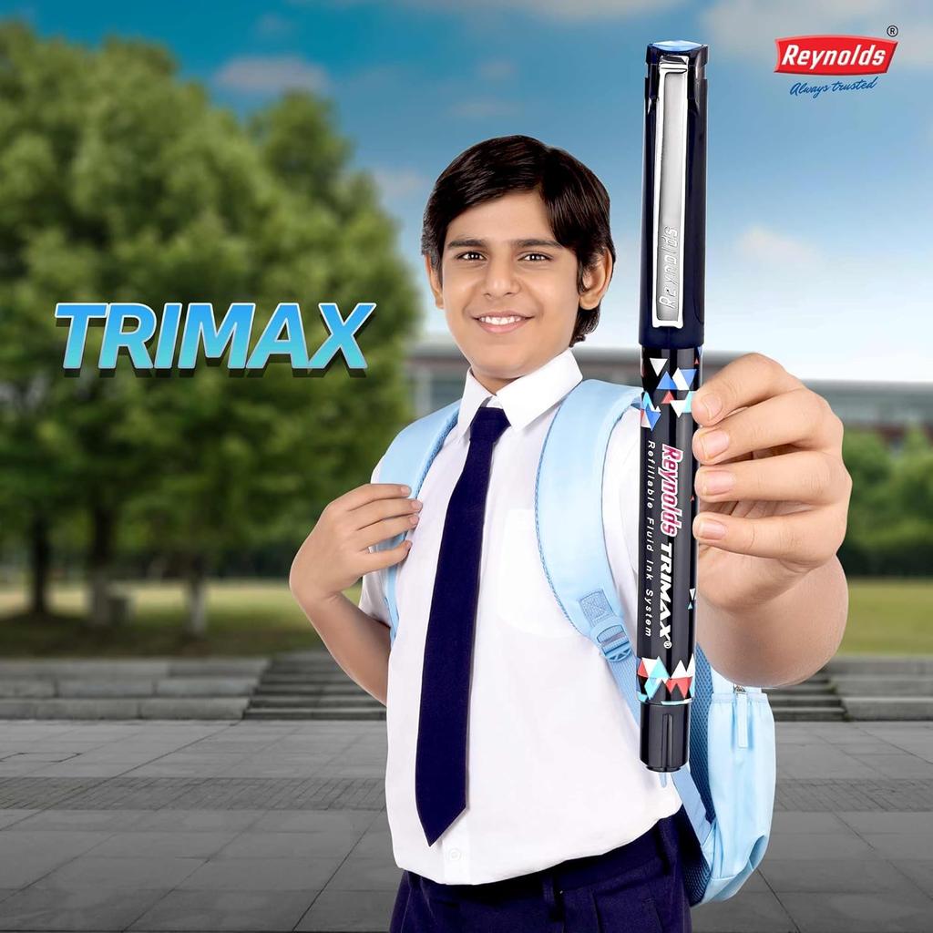 REYNOLDS TRIMAX Rollerball Pen Refills Set Pack of 1 X  4 Refills Blue 0.5 Mm Tip for Office, School & Home Writing