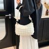 New fashionable versatile pleated bag cream bubble grid armpit bag fresh women's shoulder bag