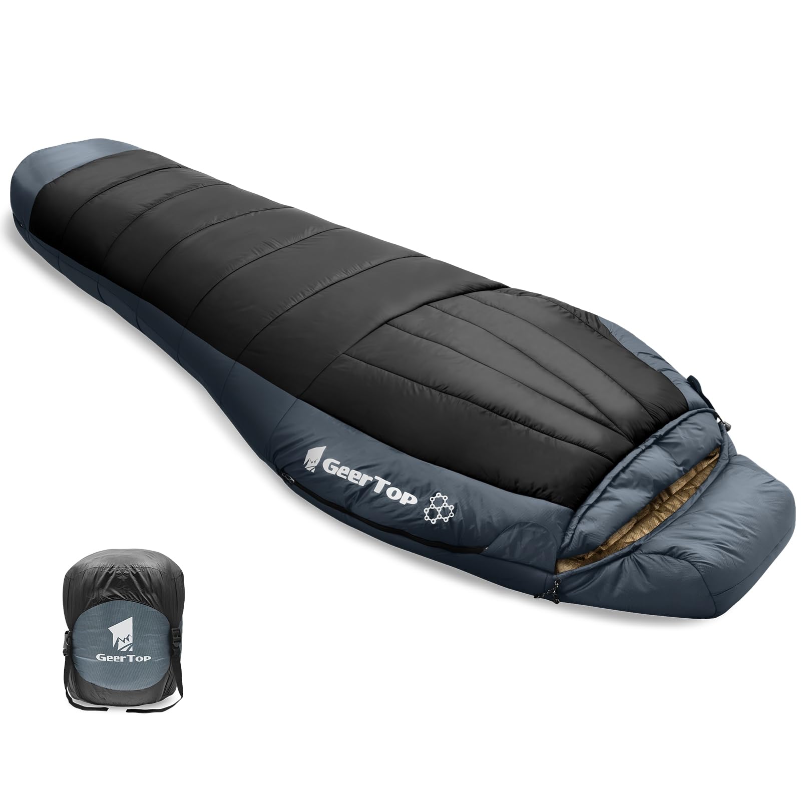 

Спальный мешок Geer Top для холода, нейлон, для улицы, автомобиля и экстренной готовности, кокон, зимний, защита, графен, водоотталкивающий, антибактериальный, чёрный