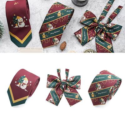 Christmas Print Bowknot Neckties for Students Unisex Necktie Knot Free Cute Neckwear Girl Boys Uniform Accessories