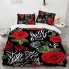 3D Print Black White Plaid Flower Red Rose Designer Bedding Festive Color Bedroom Quilt Set Cover For Valentine's Day Weddings