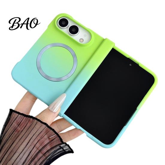 Scratch Resistant Lens Guard Case Magnetic for iPhone, Gradient Skin-like Protective Cover with Built-in Ring Phone Foldable Phones And Hinge