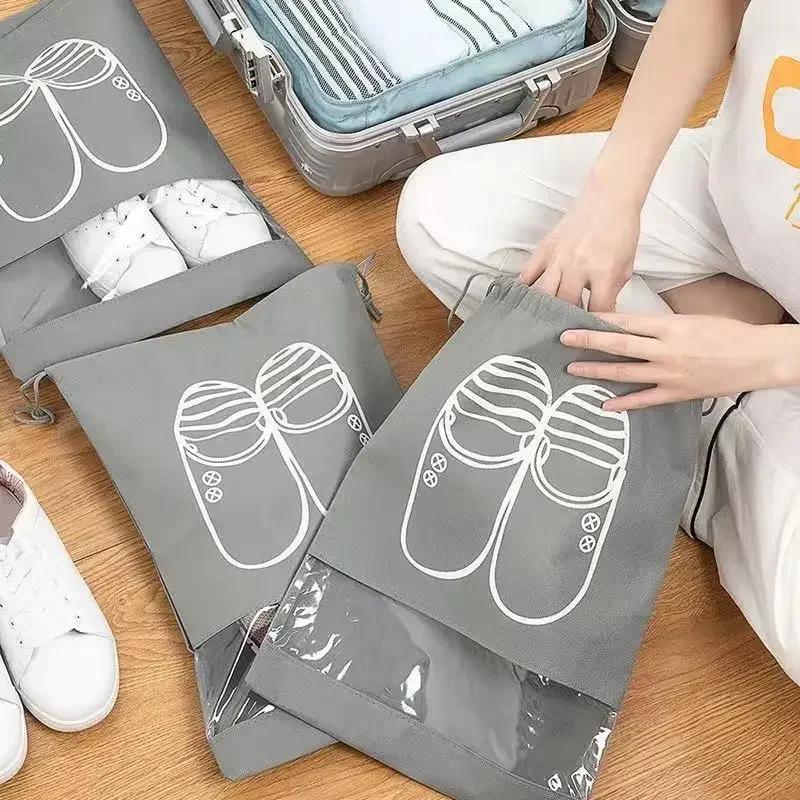 1 Pc Non-woven Shoes Bag Waterproof Dustproof Travel Bag Portable Tote Drawstring Bag for Shoes Storage Shoes Organizer New