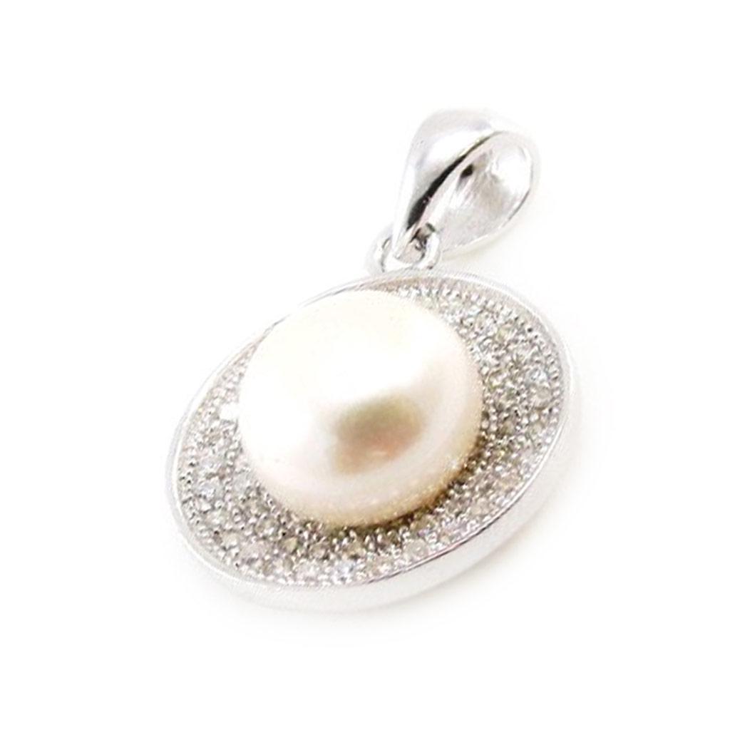 Les Trésors De Lily [J0141] - Pendentif Argent 'Sissi' blanc argenté (rhodié) - 15 mm