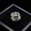 Full Diamond Luxury Emerald Ruby Square Ring Women's Large Carat High Carbon Diamond Live Ring