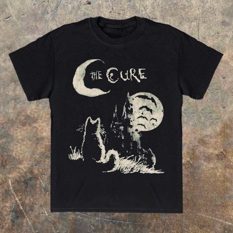 The Cure Cat Graphic Print  Music Tshirt Vintage Y2k Style Streetwear Funny Unisex Unisex Harajuku Retro 90s Streetwear Tee Tops