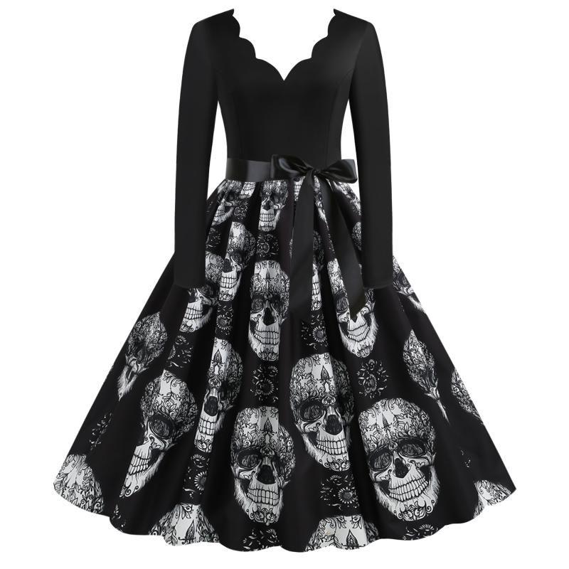 

Autumn and Winter V-neck Slim-Fit Long Sleeve Big Hem Lace Dress 9559 3XL