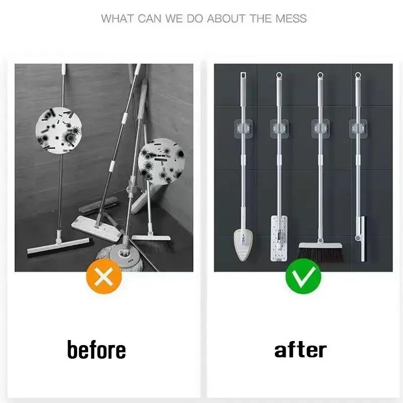 Xiaomi 2/4pcs Punch-free, Seamless Mop Rack Storage Mop Hook Home Bathroom Wall Shelf Broom Rack Mop Clip Bathroom Accessories