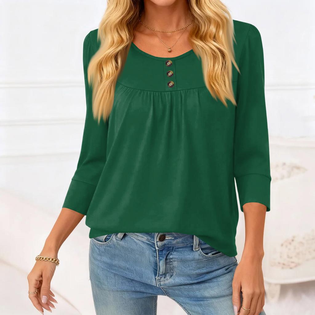 T-shirt casual da donna a manica corta, girocollo, colorata, vestibilità morbida