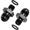 2Pcs 6AN Male To M16 X 1.5mm Male Swivel Flare Metric Fitting Adapter, Black Straight Hard Aluminum Hex Anodized Connector, Automotive Accessories