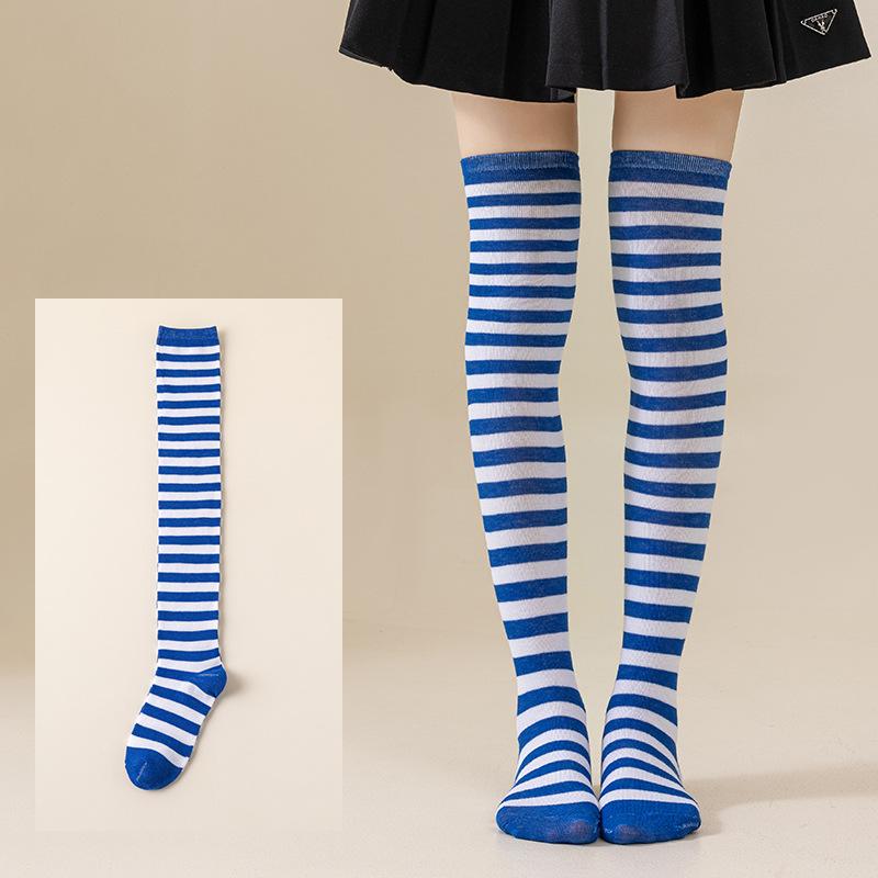 Damen Overknee Socken mit Kreuzstreifen für Halloween, Weihnachten, Karneval, Tanz und Japanische Festivals