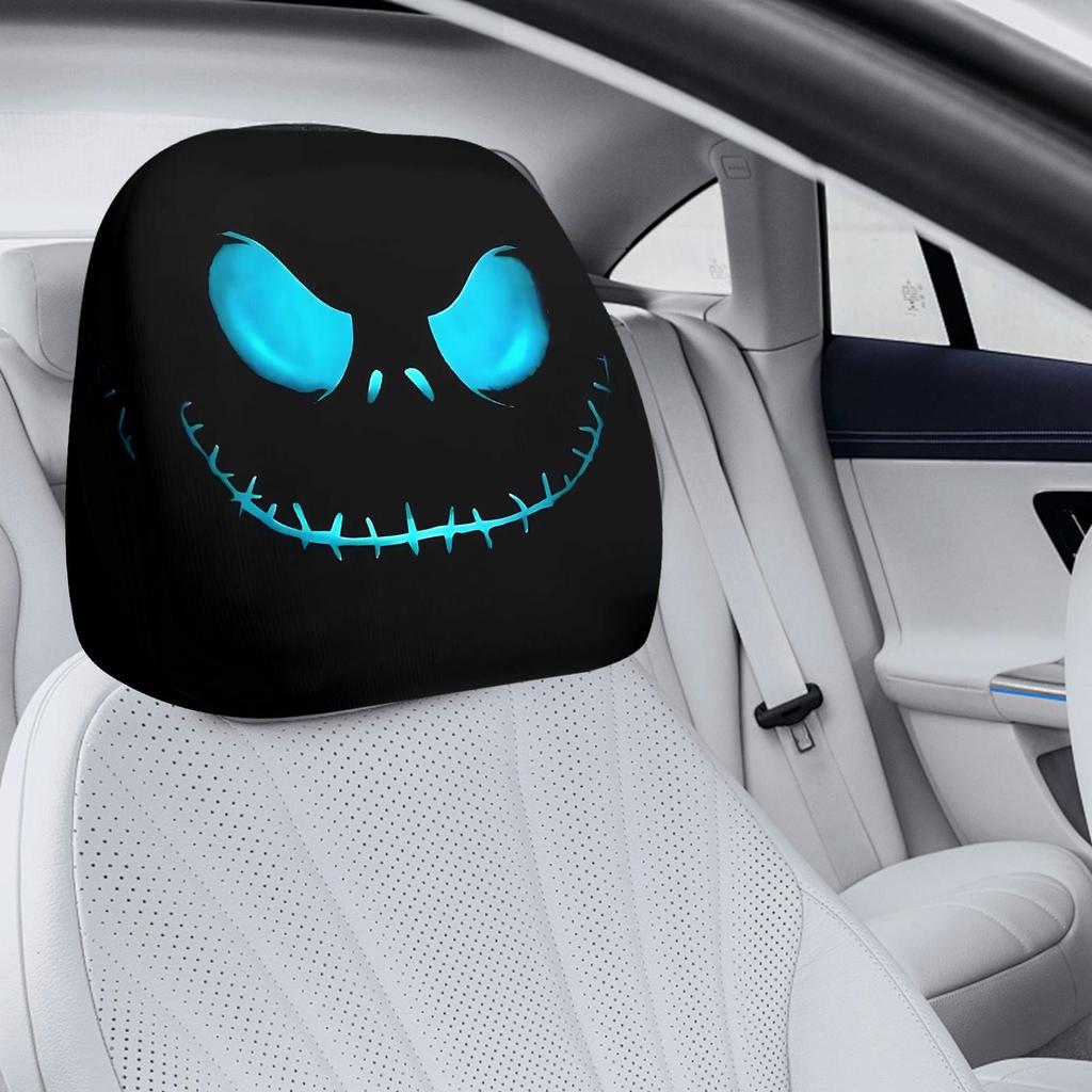 Funny Cartoon Big Eyes Car Headrest Covers 2pcs Seat Protector Anti-Scratch Vehicle Accessories For Driver Halloween Christmas