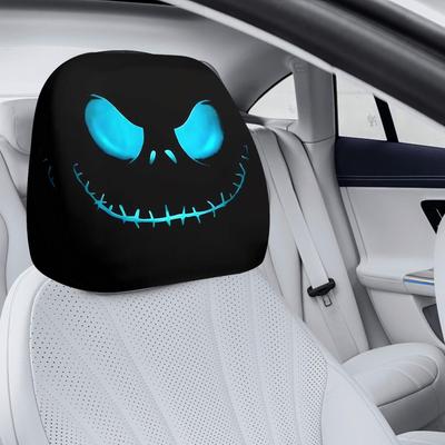 Funny Cartoon Big Eyes Car Headrest Covers 2pcs Seat Protector Anti-Scratch Vehicle Accessories For Driver Halloween Christmas
