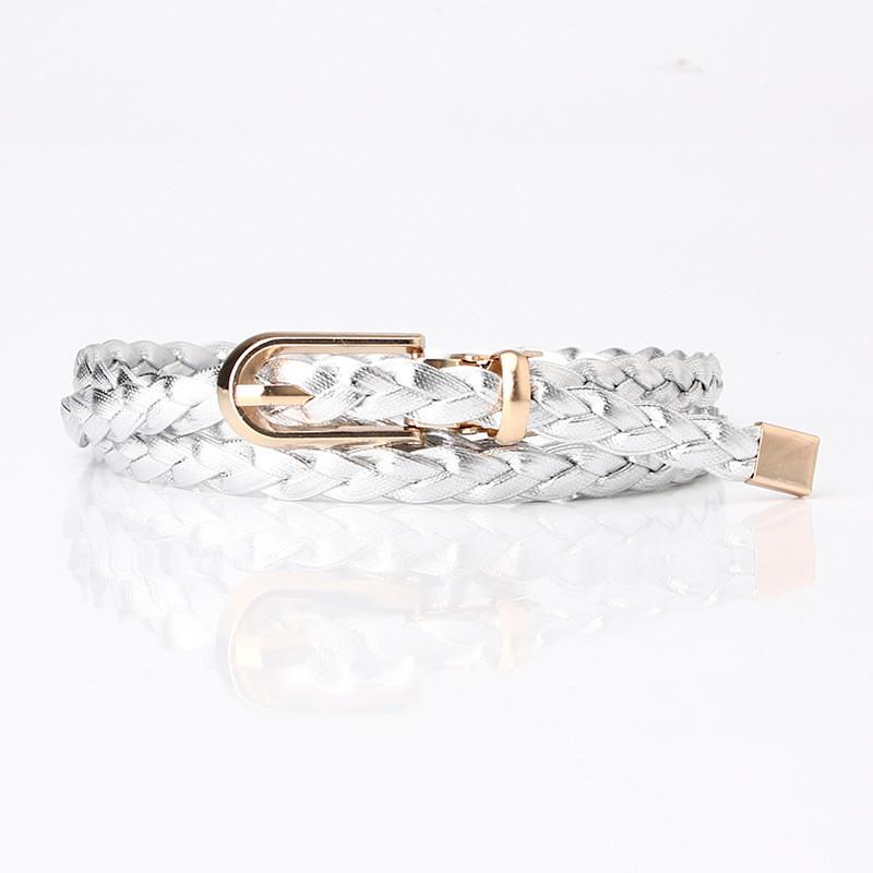 Fashion Ladies Handmade Woven Pu Leather Belt With Pin Buckle For Casual Dress And Office Style