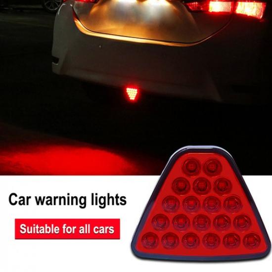 Car Indicator Triangle Rear Brake Light Strobe Stop Red Rear Bumper Light 12V