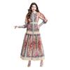 Elegant Classical Court Style Spring 2025 Printed Cinched-Waist Long Dress