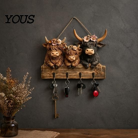 Dunkle Ästhetik Wandkunst Halloween Eingangsbereich Schlüsselhalter mit 4 Haken, Hängendes Holzschild, Montage Partyzubehör-Regal für Schlüssel Taschen Und Leinen,